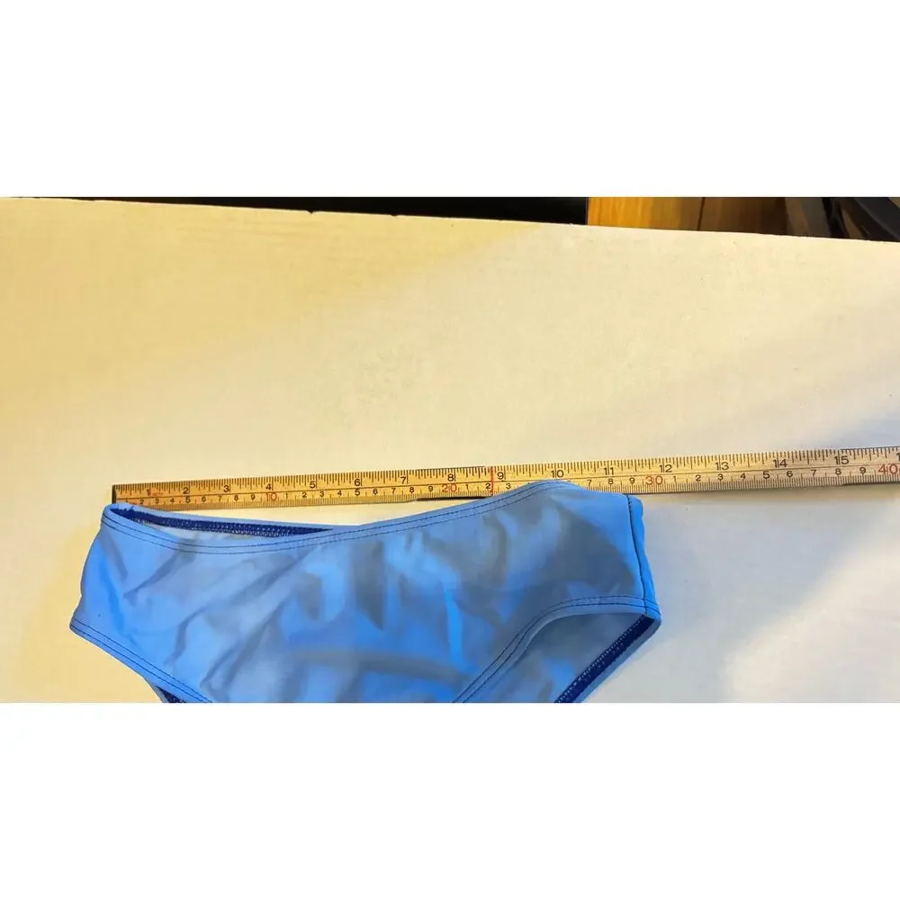 Shein Scalloped Royal Blue 3 piece bikini swimsuit shorts & top sz XS